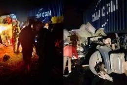 Collage photo of a road accident along Nairobi-Mombasa highway.